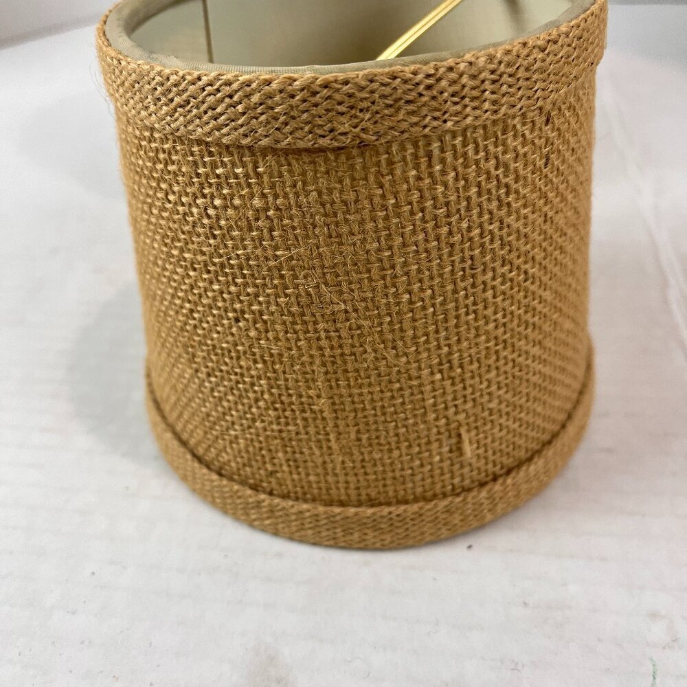 Set of 6, 4" x 4" x 5" burlap clip on chandelier Shades